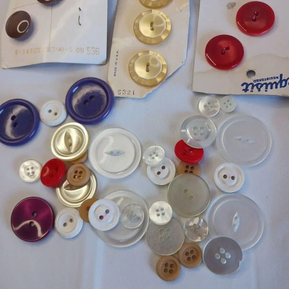 Vintage Buttons Mixed Lot New & Used Mother of Pearl Metal Leather Plastic